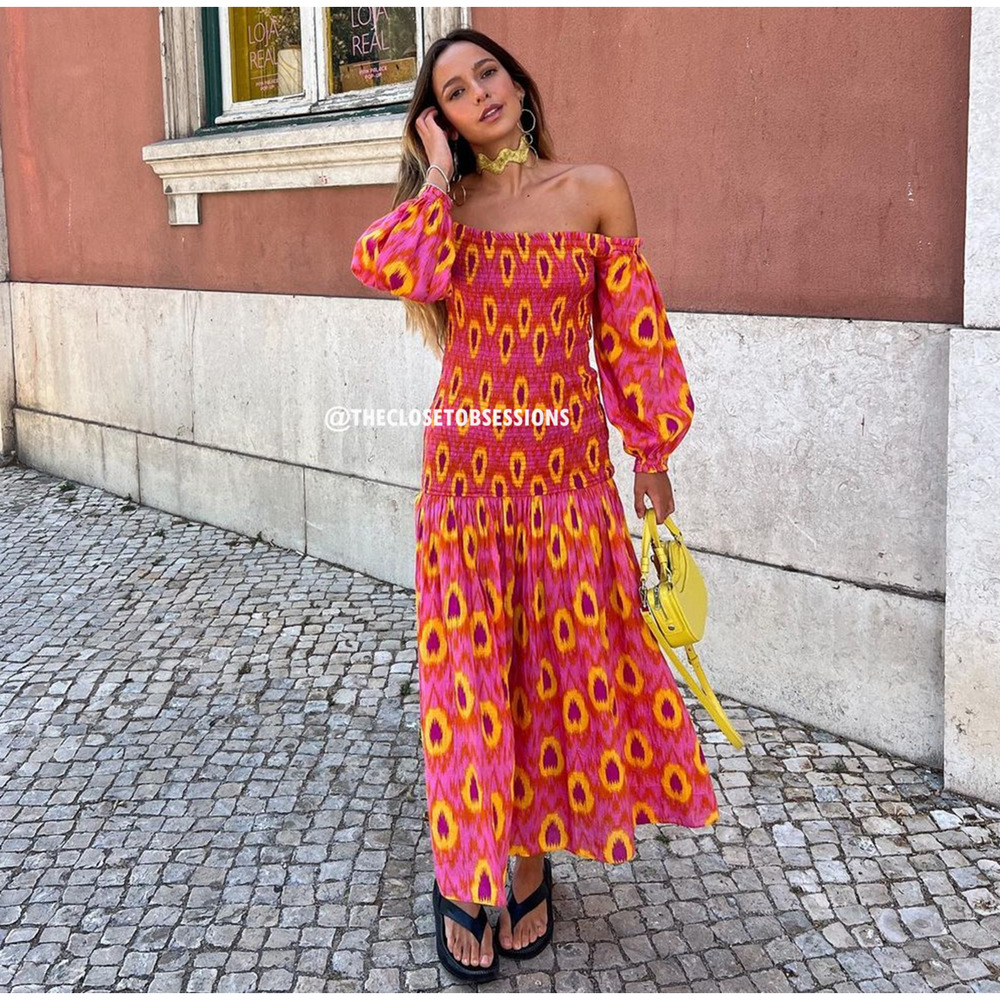 ZARA Blogger Fave Smocked Off-Shoulder Maxi Dress NWT - Picture 14 of 16